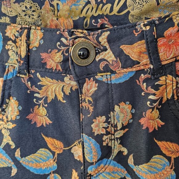 Desigual  Womens Black Floral Print Trouser Jeans Size 38 US 4 Peony - Picture 4 of 9